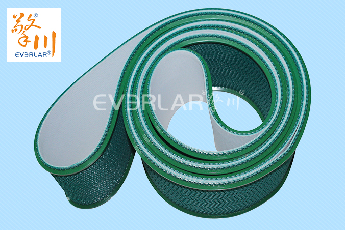 绿色花纹PVC输送带加双导条食品输送带擎川工业皮带