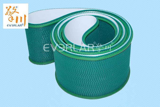 绿色花纹PVC输送带加双导条食品输送带擎川工业皮带